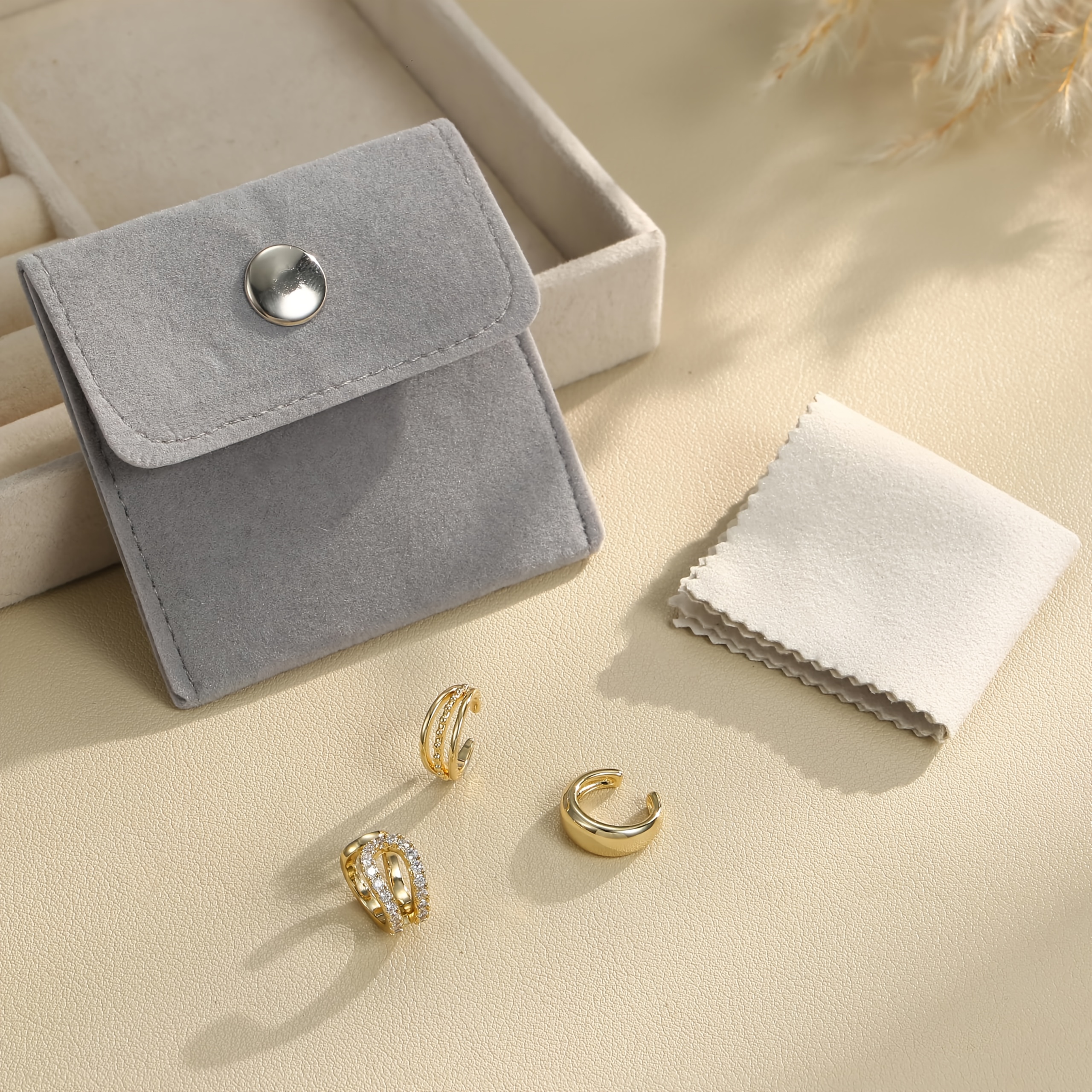 3pc Golden Ear Clips No Piercing Geometric Ear Jewelry Set